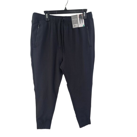 NWT Berkley Jensen Men's Stretch Woven Jogger Pants-Large Black Drawstring - Picture 1 of 9
